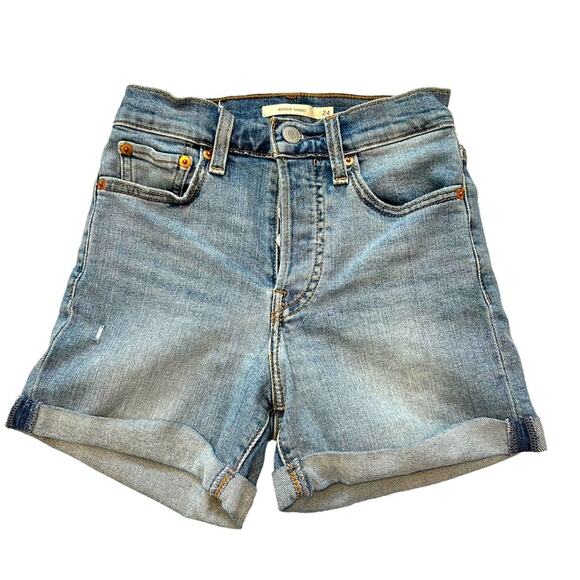 Levi's Wedgie Light Wash High Rise Button Fly Denim Cuffed Shorts Size 24 - Picture 1 of 9